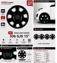 Honda Uyumlu 15 Inç Kırılmaz Parlak Siyah Jant Kapağı 1 Takım 4 Adet No:336