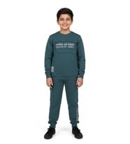 Erkek Çocuk Önü Baskılı Sweatshirt Ve Eşofman Alt Takım BGL-ST05248 (Açık Yeşil)