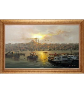 EV İŞYERİ OFİS İÇİN ALTIN ÇERÇEVELİ PASPARTULU TABLO VB748