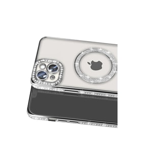 İphone 14 Kılıf Joke Simli Magneticsafe Kılıf - Gümüş