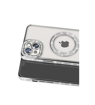 İphone 14 Kılıf Joke Simli Magneticsafe Kılıf - Gümüş