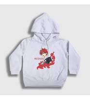 Presmono Unisex Çocuk Beyaz Musashi Anime Orient Kapüşonlu Sweatshirt 486262tt