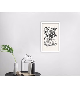 BK Home Coffee Tasarımlı Dekoratif Ahşap Beyaz Çerçeveli Tablo-47