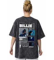 Billie Eilish Hit Me Hard And Soft Şarkıcı Sırt Baskılı Unisex Oversize Vintage Yıkamalı Tişört
