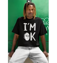 Im Ok Yazılı One Punch Man Baskılı Unisex Oversize Anime Dizi Karakter Tişört