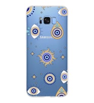 PrintiFy Samsung Galaxy S8 Plus ile Uyumlu 1mm Slim Fit Nazar Boncuğu 5 Baskılı Şeffaf  Kılıf
