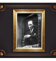 Altın Varaklı Çerçeveli Paspartulu Atatürk Tablo z4964 (Gold)