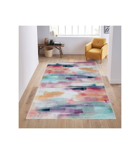 Rovigo Home Dijital Baskı Yıkanabilir Kaymaz Taban Salon Halısı RVG0607 (Pembe)
