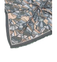 Ebruli Kışlık Desenli Eşarp 95x95 cm (Koyu Yeşil)