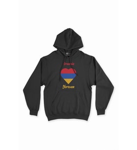 Erivan Ermenistan Bayraklı Kalpli Siyah Sweatshirt Hoodie
