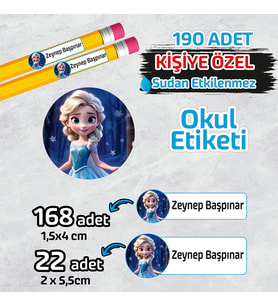 Okul Etiketi Kişiye Özel Kalem Defter Etiketi 190 Adet