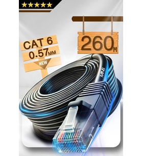 M107X 260 Metre Internet Kablosu/0,57mm-Cat6-Zırhlı Çift Kat Koruma/Dış Mekan/260m Ethernet Kablosu