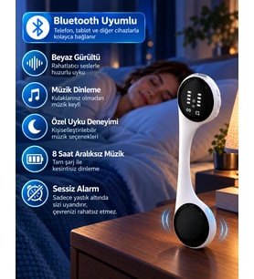 Lexroo Sessiz Alarm Özellikli Bluetooth Hoparlör Yastık Altı Uyku Cihazı Doğal Ses ve 8 Saat