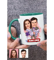 Eşe Romantik Hediye Karikatürlü Yeşil Kupa Bardak