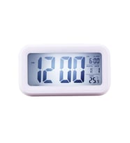 Lcd Işıklı Sensörlü Termometreli Alarmlı Dijital Masa Saati Beyaz