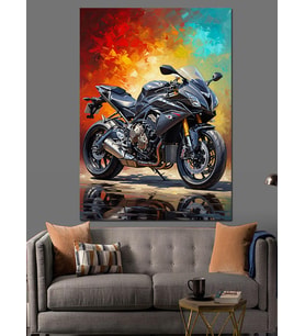 Modern Motor Dekoratif Kanvas - Mdf Ahşap Tablo