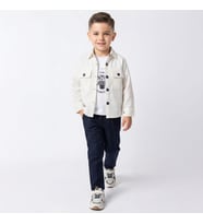Cepli Çıtçıtlı Gömlekli Erkek Çocuk Takım (Beyaz)