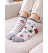 Farklı Figürlü Kadın Patik Çorap (Gri)
