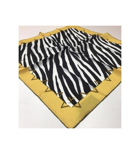Zebra Desen Black Seri Twill Eşarp Eşarp Askısı ile Birlikte 90x90 cm Sarı Siyah