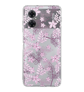 PrintiFy Xiaomi Redmi Note 11R Uyumlu Kamera Korumalı Floral Pudra Tasarımlı Şeffaf Kılıf