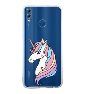 Huawei Honor 8x Uyumlu Kapak Unicorn Tasarımlı Şeffaf Silikon Kılıf