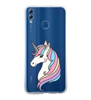 Huawei Honor 8x Uyumlu Kapak Unicorn Tasarımlı Şeffaf Silikon Kılıf