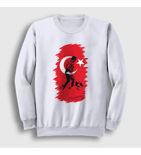 Presmono Unisex Beyaz 19 Mayıs 29 Ekim 10 Kasım Atatürk Kocatepe Sweatshirt 501201tt