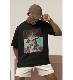 Tasarım Bad Bunny Rapper Şarkıcı Baskılı Unisex Oversize Tişört