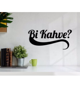 BK Home Bi Kahve Ahşap Duvar Yazısı-3 (Siyah)
