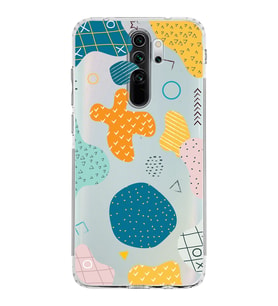 Xiaomi Redmi Note 8 Pro  Kamera Korumalı Kapak Geometrik Şekiller Tasarımlı Şeffaf  Kılıf