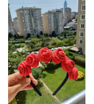 El Yapımı Frida Güllü Taç (Kırmızı)