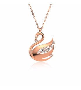 Baget Taşlı Kuğu Rose Gümüş Kolye