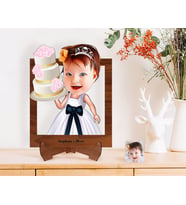 BK Gift Kişiye Özel Kız Çocuk Doğum Günü Karikatürlü Ahşap Standlı 3D Biblo-2 (Beyaz)