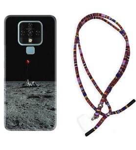 Tecno Camon 16 18P Pova Kılıf Boyun Asklı Rasta Silikon Astronoot Red Baloon 1608