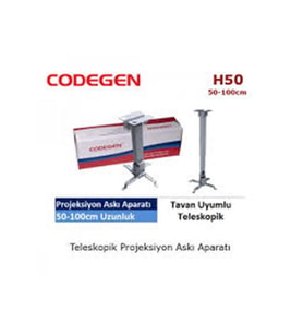 Codegen H50 Tavan Asma Aparatı 50-100 cm (Teleskop (Siyah)