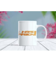 Hard Wagon Gold Efektli Turuncu Baskılı Kupa Bardak - Araba Sever Kupa (Beyaz)