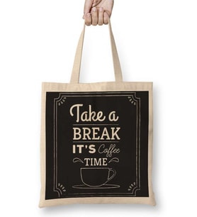 Coffe Take a Break it's Coffee Time Bez Çanta Uzun Saplı