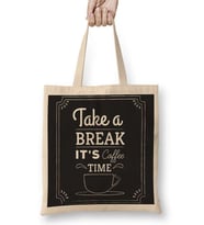 Coffe Take a Break it's Coffee Time Bez Çanta Uzun Saplı