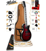 Midex GRX-200RDS Profesyonel Les Paul Kasa HH Elektro Gitar Seti Kırmızı Sunburs