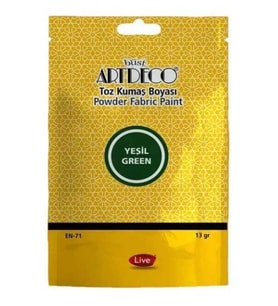 Artdeco Toz Kumaş Boyası 13Gr Yeşil 2 adet ve 1 adet sabitleyici