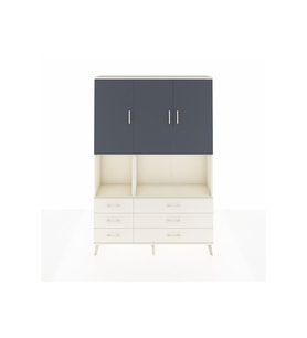 Arges Dolap 6 Raflı 6 Çekmeceli 3 Kapaklı 132x30x195 Aytaşı-Antrasit/Aytaşı