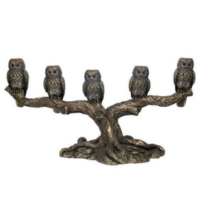 HEDİYELİK › VERONESE BİBLOLAR › Wise Şamdan-5 BAYKUŞLU MUMLUK-42,5*16,5*22,5 CM. (Kahverengi)