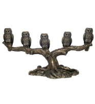 HEDİYELİK › VERONESE BİBLOLAR › Wise Şamdan-5 BAYKUŞLU MUMLUK-42,5*16,5*22,5 CM. (Kahverengi)