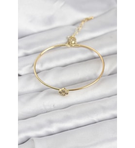 Zirkon Taşlı Yonca Model Gold Renk Kadın Bileklik TJ-BB8235
