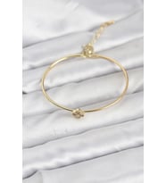 Zirkon Taşlı Yonca Model Gold Renk Kadın Bileklik TJ-BB8235