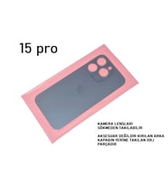 iPhone 15 PRO Arka Pil Batarya Kapağı (CAM) MAVİ