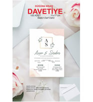 Nikah Nişan Düğün Davetiyesi Baskılı Zarflı 100 Adet Davetiye