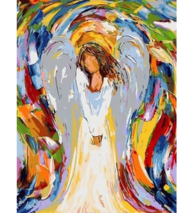 Melek Anne Sayılarla Boyama Seti 40x50 cm (Tuvale Gerili)