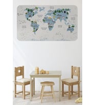 Eğitici Dünya Haritası Dünya Atlası Çocuk Ve Bebek Odası Duvar Sticker -60x105-3815