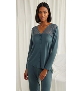 Lüks Dantelli Önden Düğmeli Lohusa & Günlük Konfor Pijama Takımı